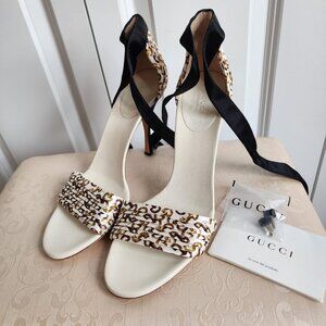 Gucci Ankle Tie Satin Shoes Size 8